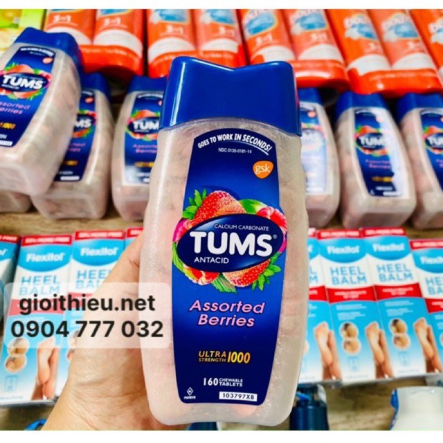 Kẹo nhai hương trái cây hỗ trợ tiêu hoá Tums 160 viên