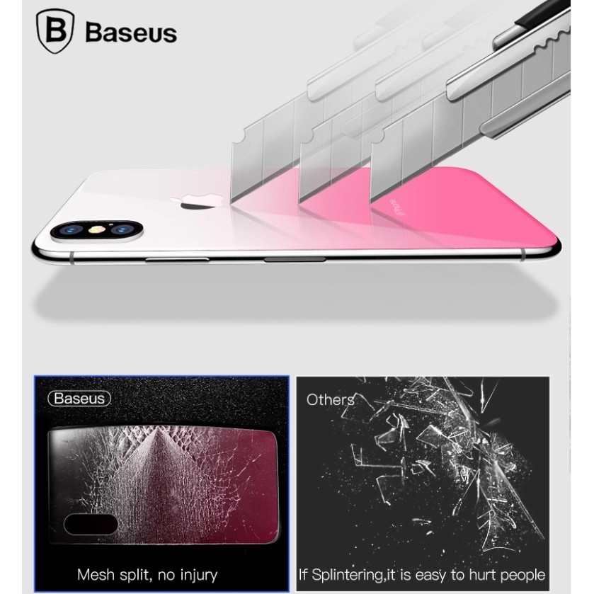 Kính cường lực Iphone X mặt sau màu Baseus Gradient chính hãng