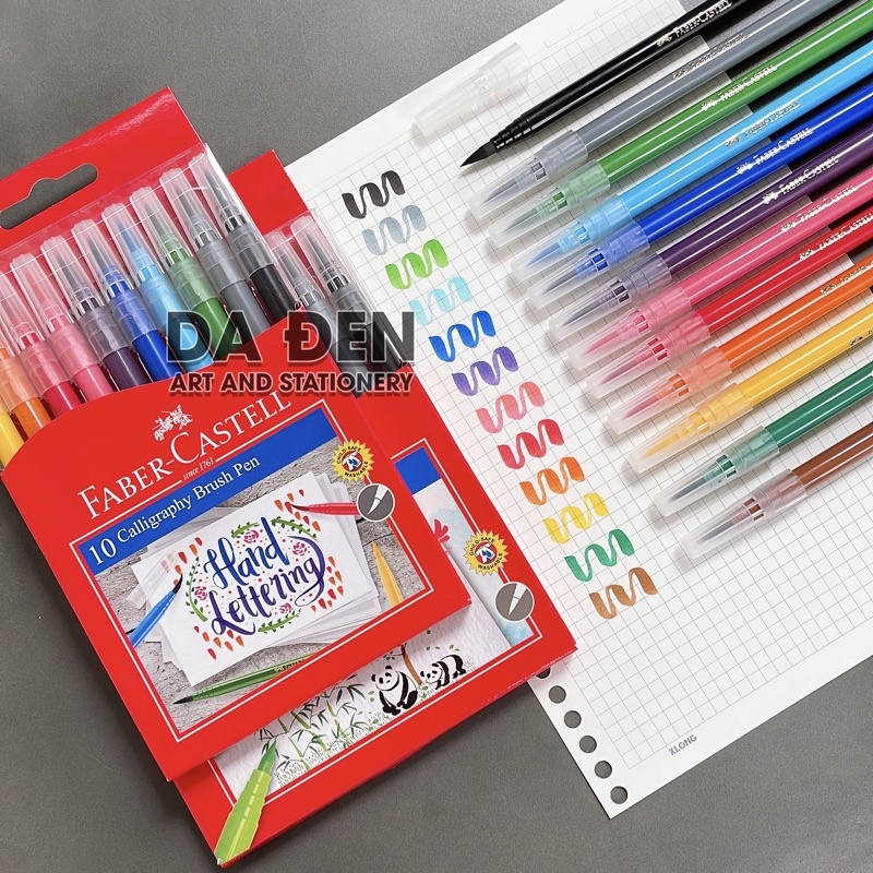 [Mã LIFEXANH03 giảm 10% đơn 500K] [DA ĐEN] Bút Thư Pháp Calligraphy Faber Castell 10/12 Màu