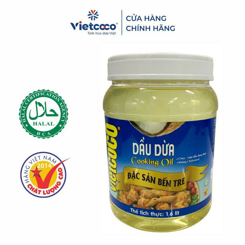 Dầu dừa nấu ăn Vietcoco - COOKING OIL hũ 1600g