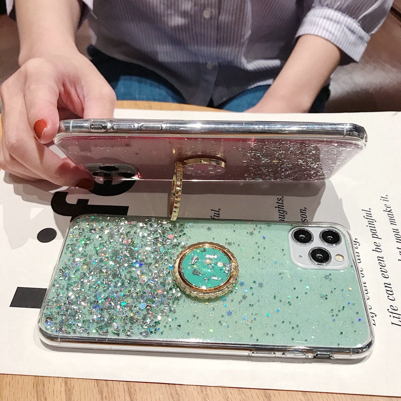 Samsung Galaxy A51 A71 A81 A91 A10 A20 A30 A30S A40 A50 A5S A60 A70 A80 A90 A6 A7 A9 2018 M10 M20 Hard Glitter Starry Sky Ring Bracket Case