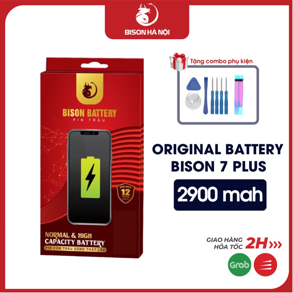 Pin Bison 7 Plus dung lượng 2900mAh- Pin con trâu BISON BH 12 tháng