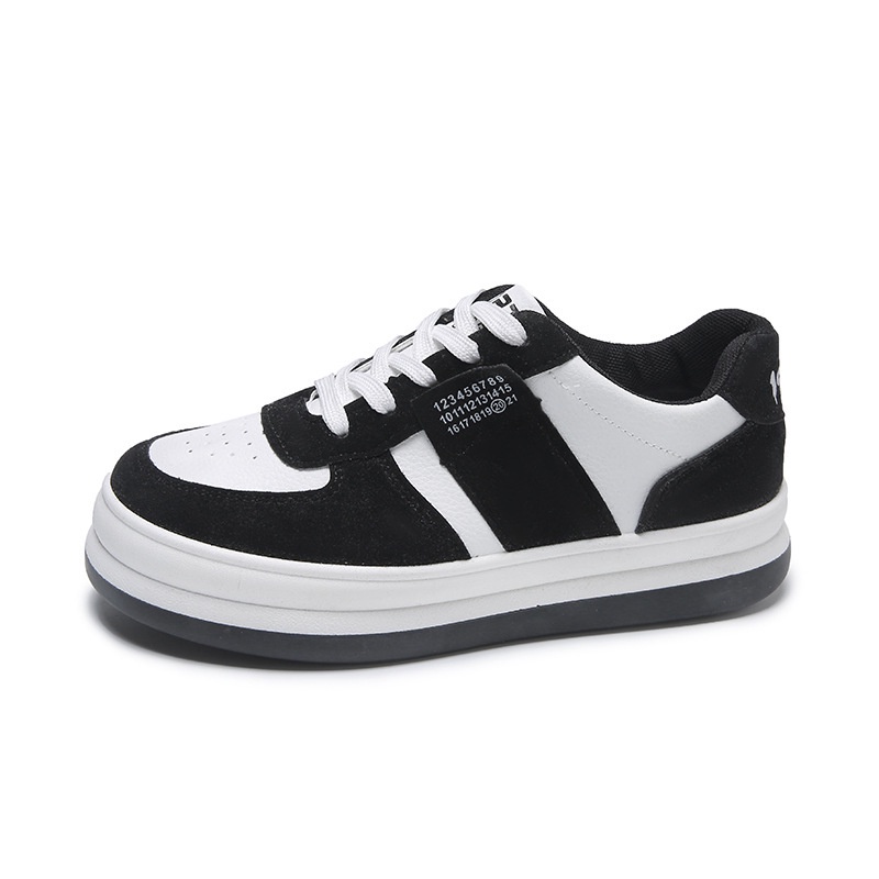Giày thể thao sneaker đế bánh mì mũi tròn màu đen phong cách Hàn Quốc dành cho nữ