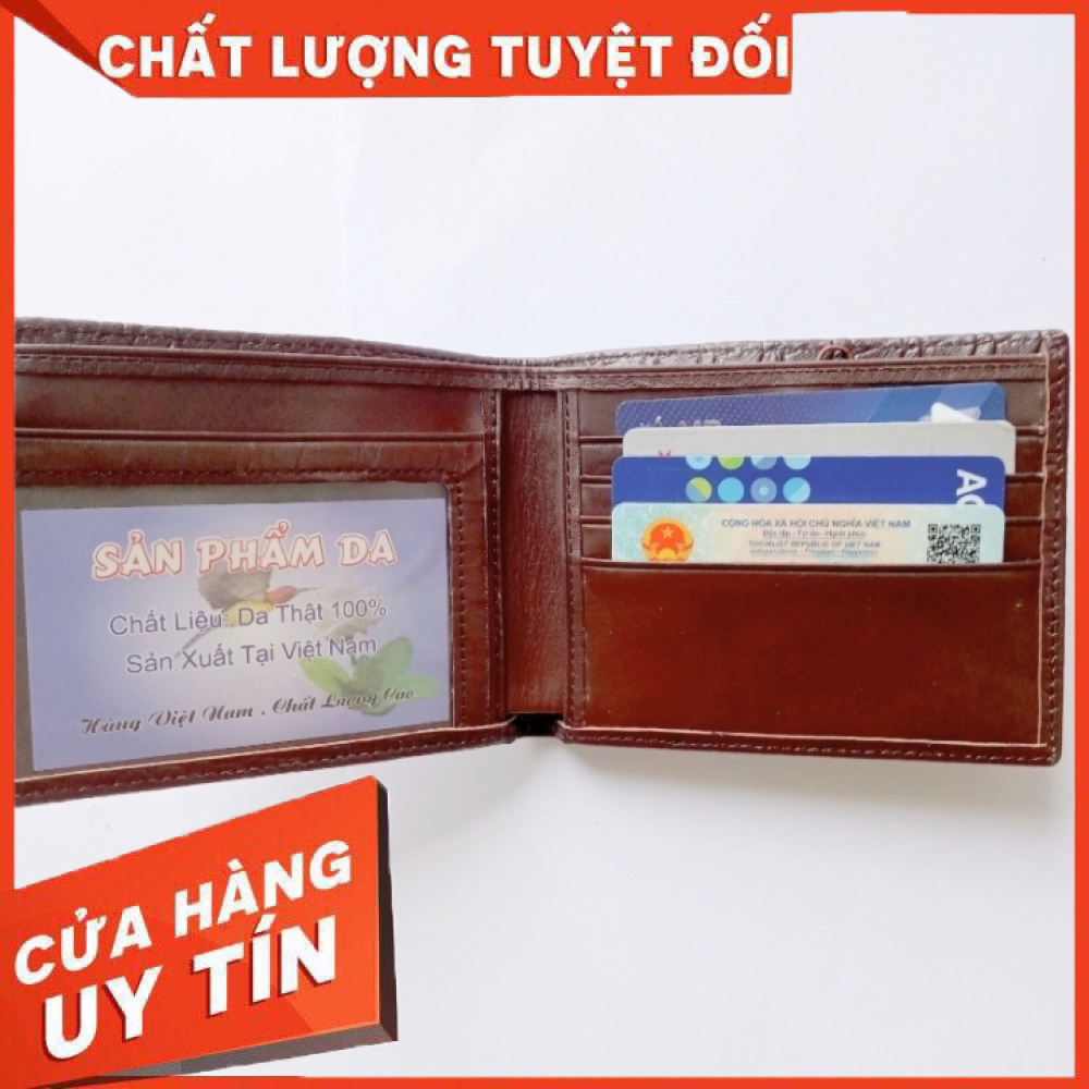 Ví nam da bò thật dập vân cá sấu kiểu dáng trẻ trung sang trọng đẳng cấp bóp da siêu bền
