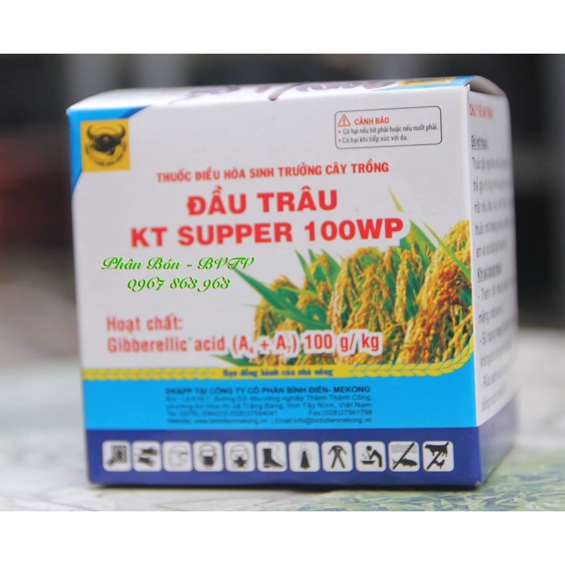 Đầu trâu KT Super 100WP  là thuốc điều hòa & kích thích sinh trưởng, gói 1.5gam