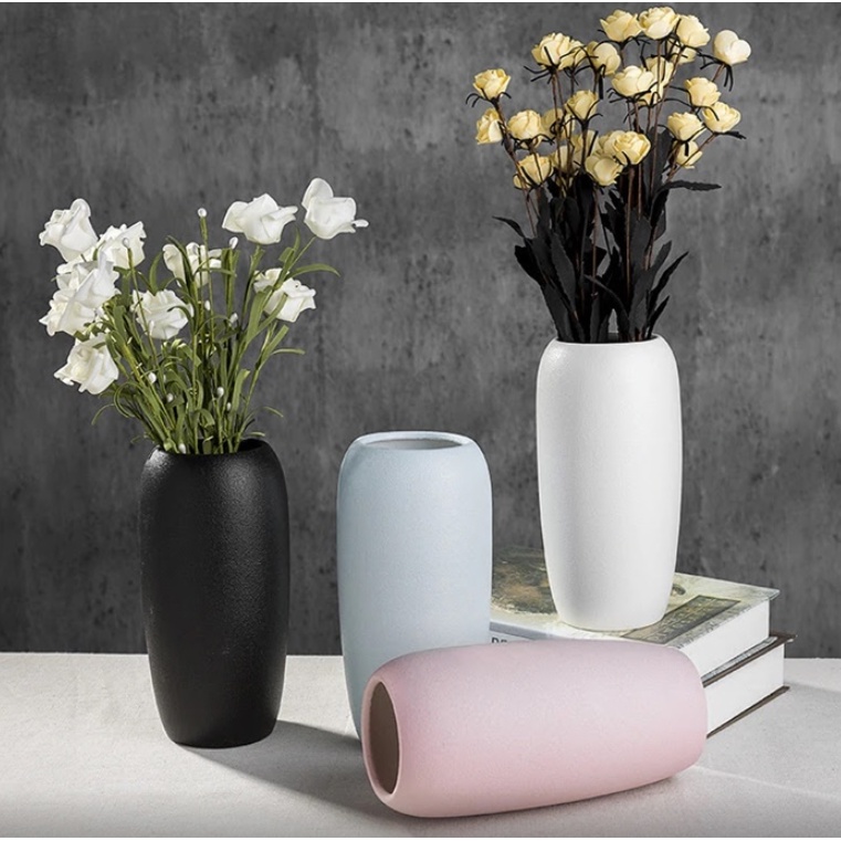 Bình gốm cắm hoa đẹp cao cấp trang trí nội thất hiện đại VACENA cao 20cm