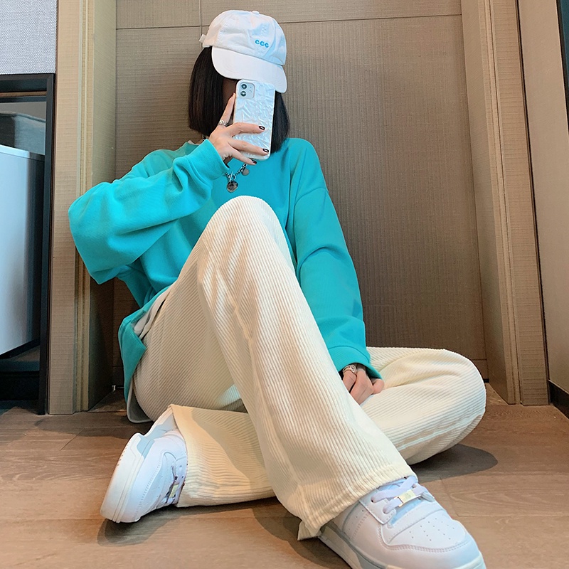 Quần dài NZN ống rộng lưng cao màu trơn thời trang mùa thu mới cho nữ