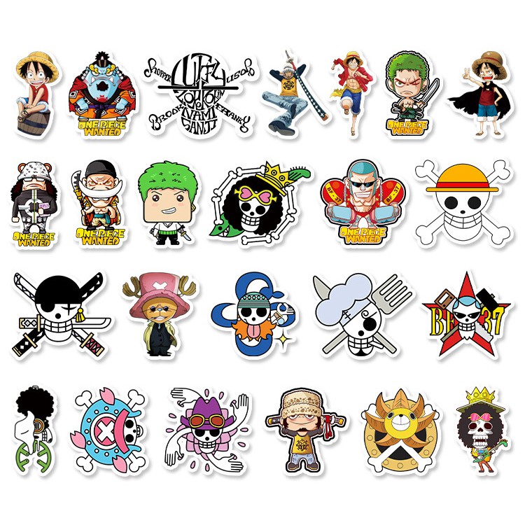 Sticker One Piece cute dán trang trí laptop, mũ nón bảo hiểm, vali, xe tay ga, ván trượt
