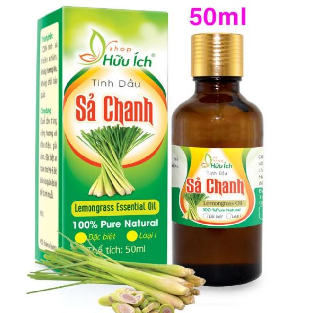 Tinh dầu sả chanh 50ml ( không hộp ) nguyên chất đuổi muỗi