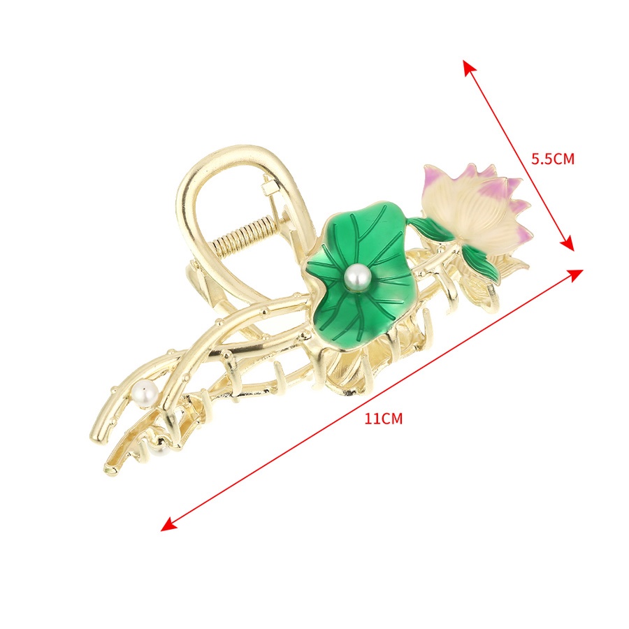Kẹp Tóc Hình Lá Sen Đính Hạt Giả Ngọc Trai