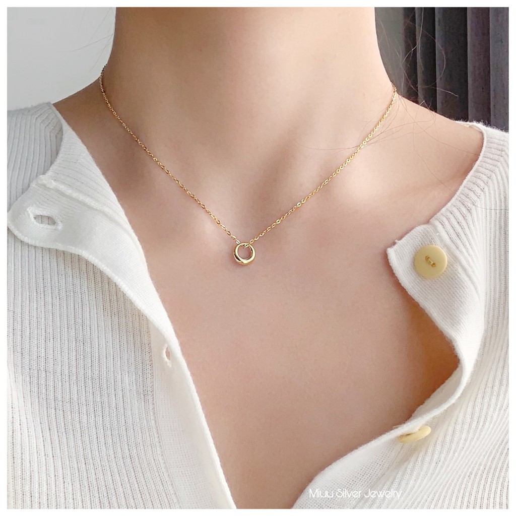 Vòng cổ nữ Miuu Silver, dây chuyền mạ vàng Oval Necklace