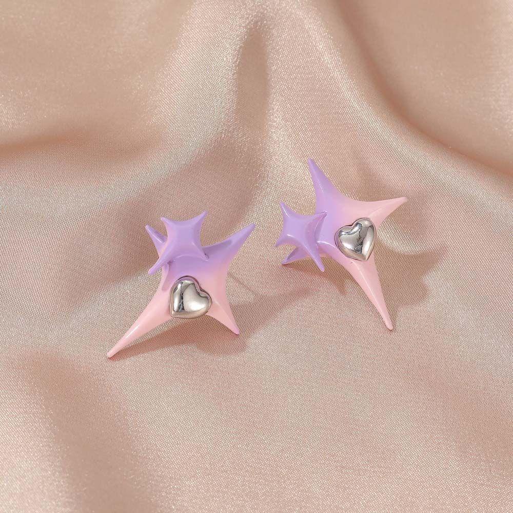 Bông Tai Màu Hồng Tím Gradient Phong Cách Hàn Quốc Thời Trang Cho Nữ