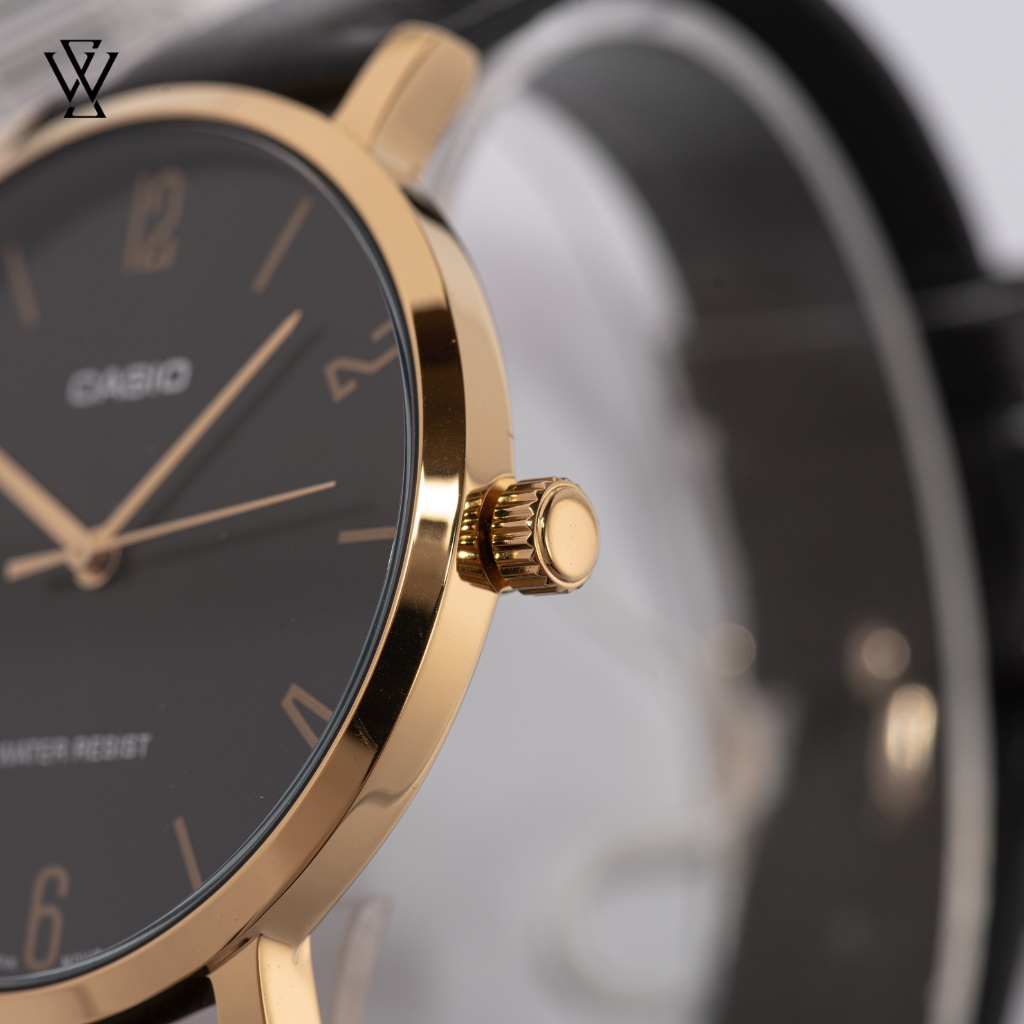 Đồng Hồ Quartz Nam Casio WATCHSTORE MTP-VT01GL-1B2UDF Thiết Kế Mặt Kính Khoáng 40mm, Dây Da Và Vỏ Mạ Vàng