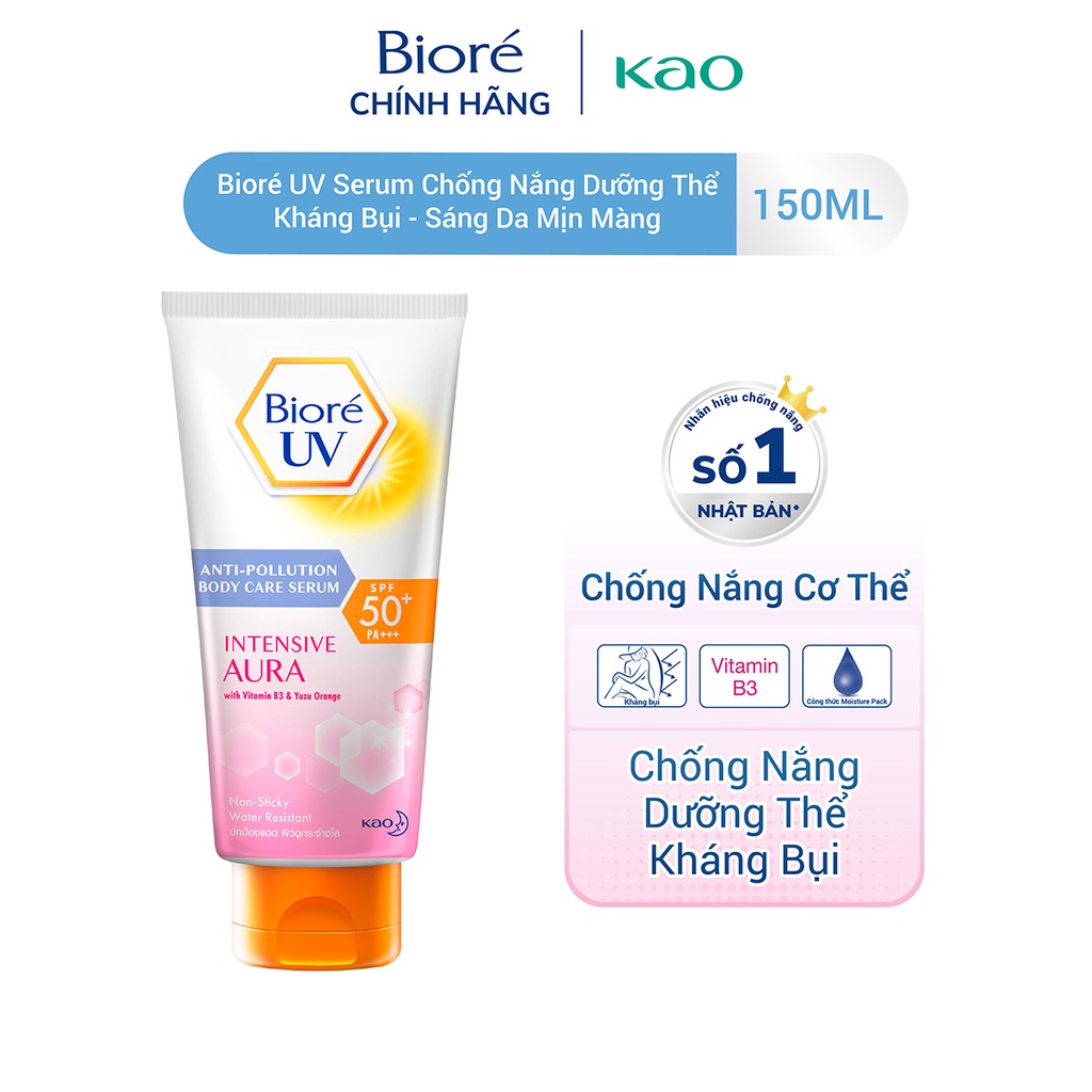 Serum Chống Nắng Dưỡng Thể Kháng Bụi - Sáng Da Mịn Màng Bioré 150ml