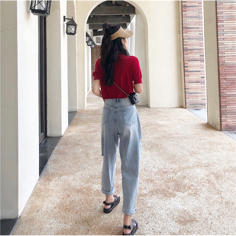 Quần dài thời trang nữ ống rộng phong cách retro Hàn Quốc | BigBuy360 - bigbuy360.vn