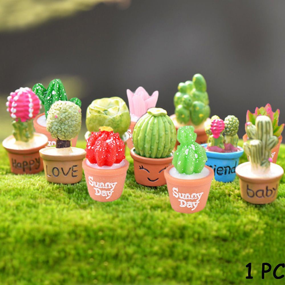 FUTURE Cute Cactus Bonsai Home Decor Resin Plants  Succulent Potted Figurines Micro Landscape  DIY Dollhouse Ornaments Mini  Crafts Fairy Garden Flower Miniature