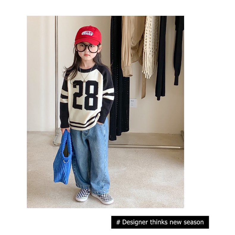 Áo len dài tay số 28 viền sọc thời trang cho bé A859 [FORM NHỎ 0.5 SIZE]