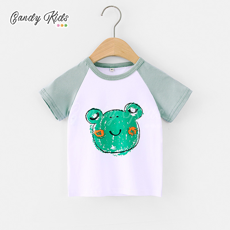Áo Thun Tay Ngắn Chất Cotton Hoạ Tiết Hoạt Hình Cho Bé 1-8 Tuổi