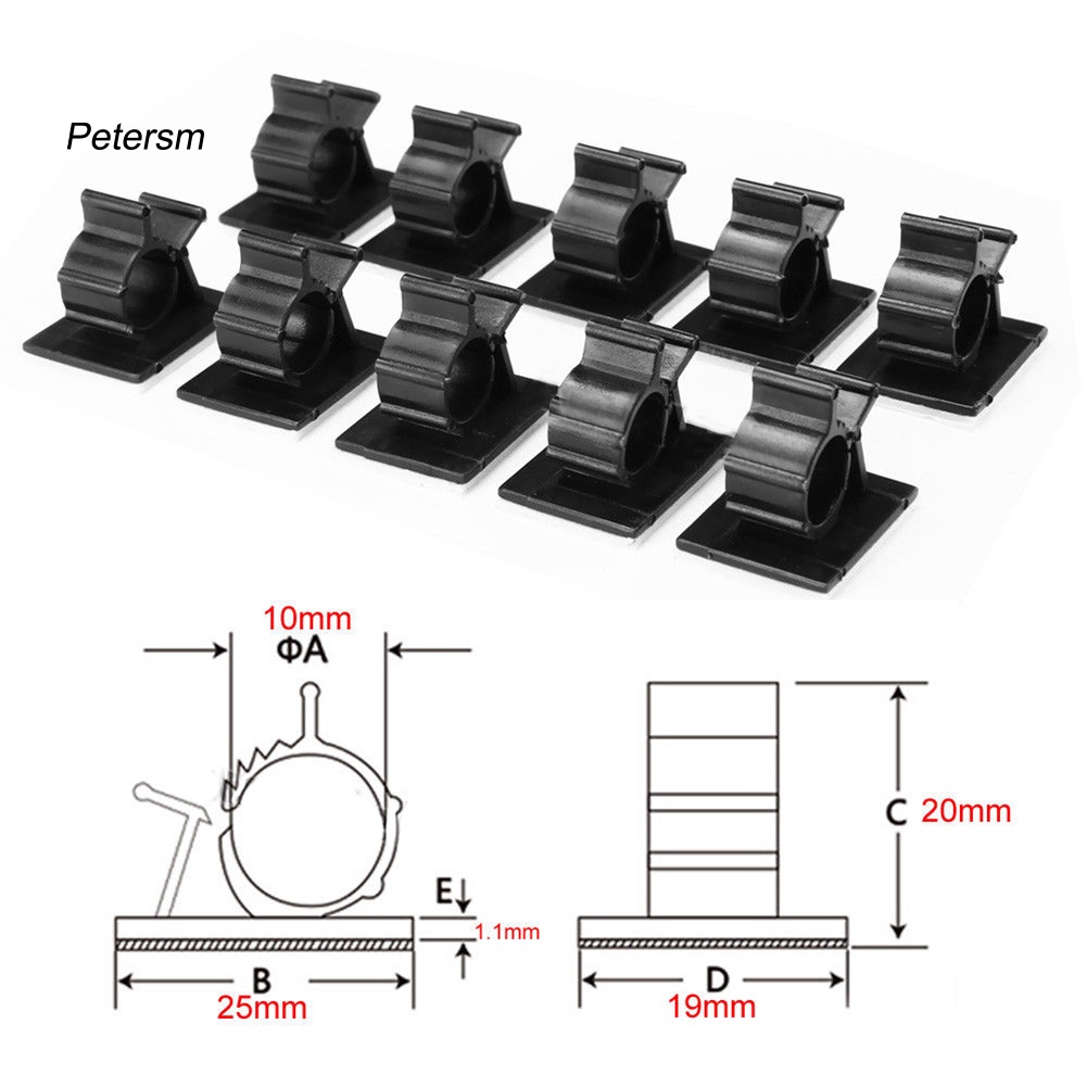 [PE]20Pcs Adhesive Cable Clip Holder Home Office Hotel Wire Organizer Lines Clamp