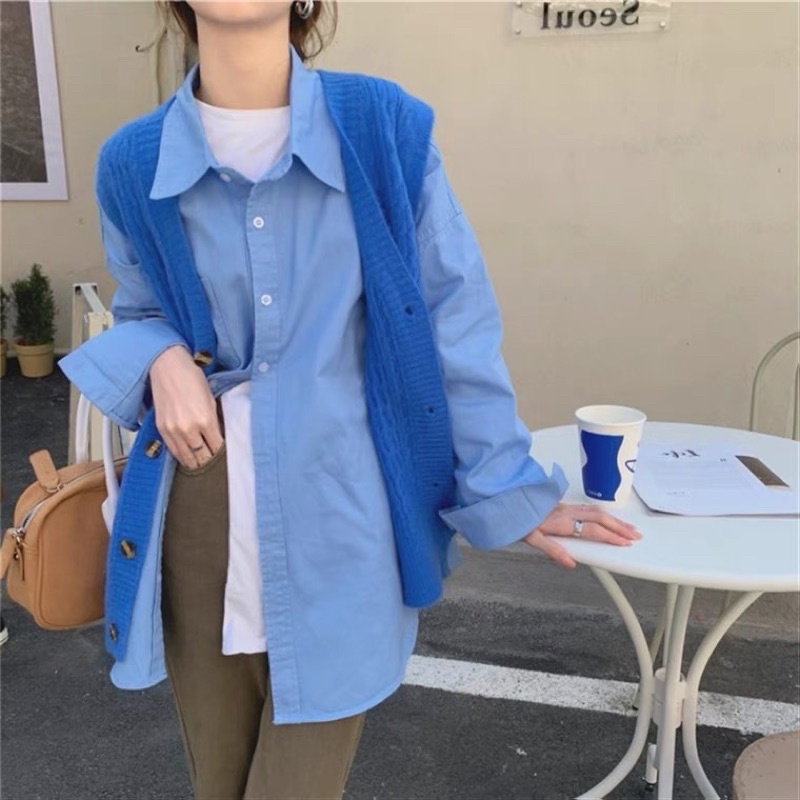 Áo sơ mi form rộng phong cách hàn quốc
