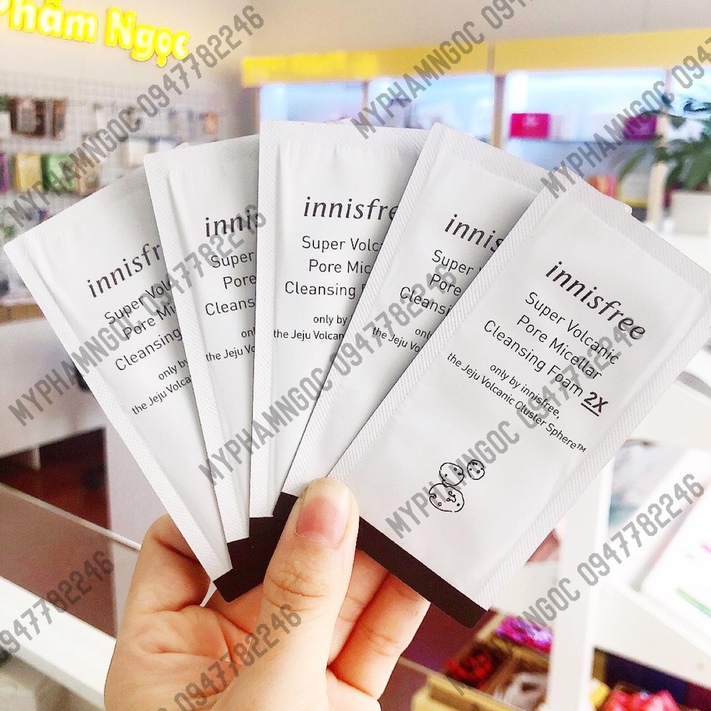 Sample Sữa Rửa Mặt Tạo Bọt Từ Tro Núi Lửa Innisfree Super Volcanic Pore Micellar Cleansing Foam 2X