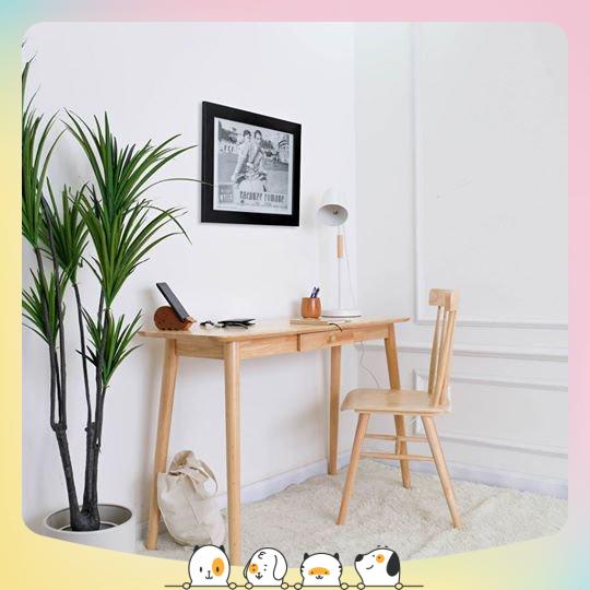 Bàn Làm Việc Gỗ Tự Nhiên Cao Cấp 1 ngăn Lấp Ráp thiết Kế kiểu Hàntien2821998