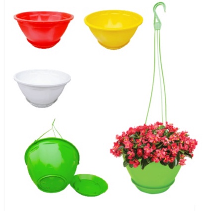 Chậu treo tự dưỡng kèm đĩa hứng nước_Chậu nhựa treo nhỏ thông minh có đĩa rời trồng hoa cây cảnh