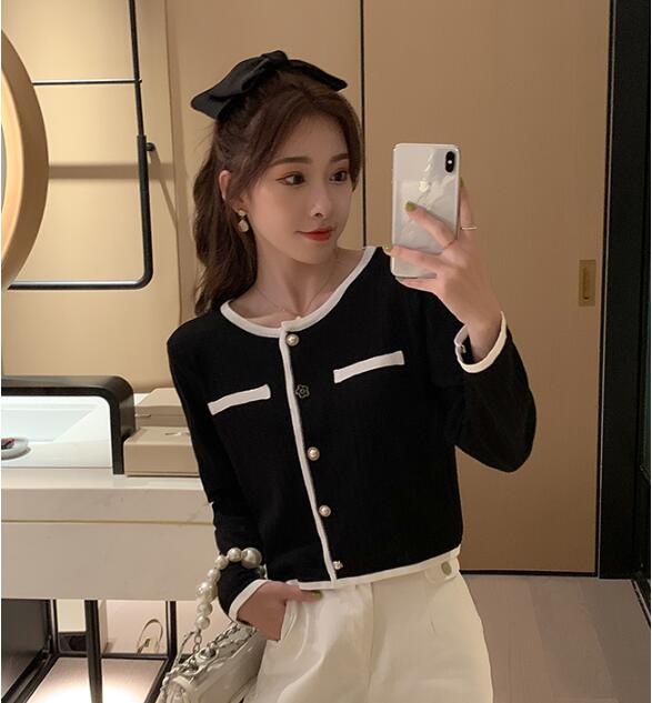 SUXI Áo Cardigan Dệt Kim Phối Màu Thời Trang Nữ Tính