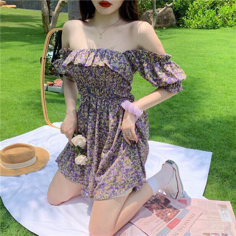 [Mã WAMT1505 giảm 10K đơn 0K] Đầm Hoa Nhí Cổ Vuông hoặc Trễ Vai Tay Bo | BigBuy360 - bigbuy360.vn