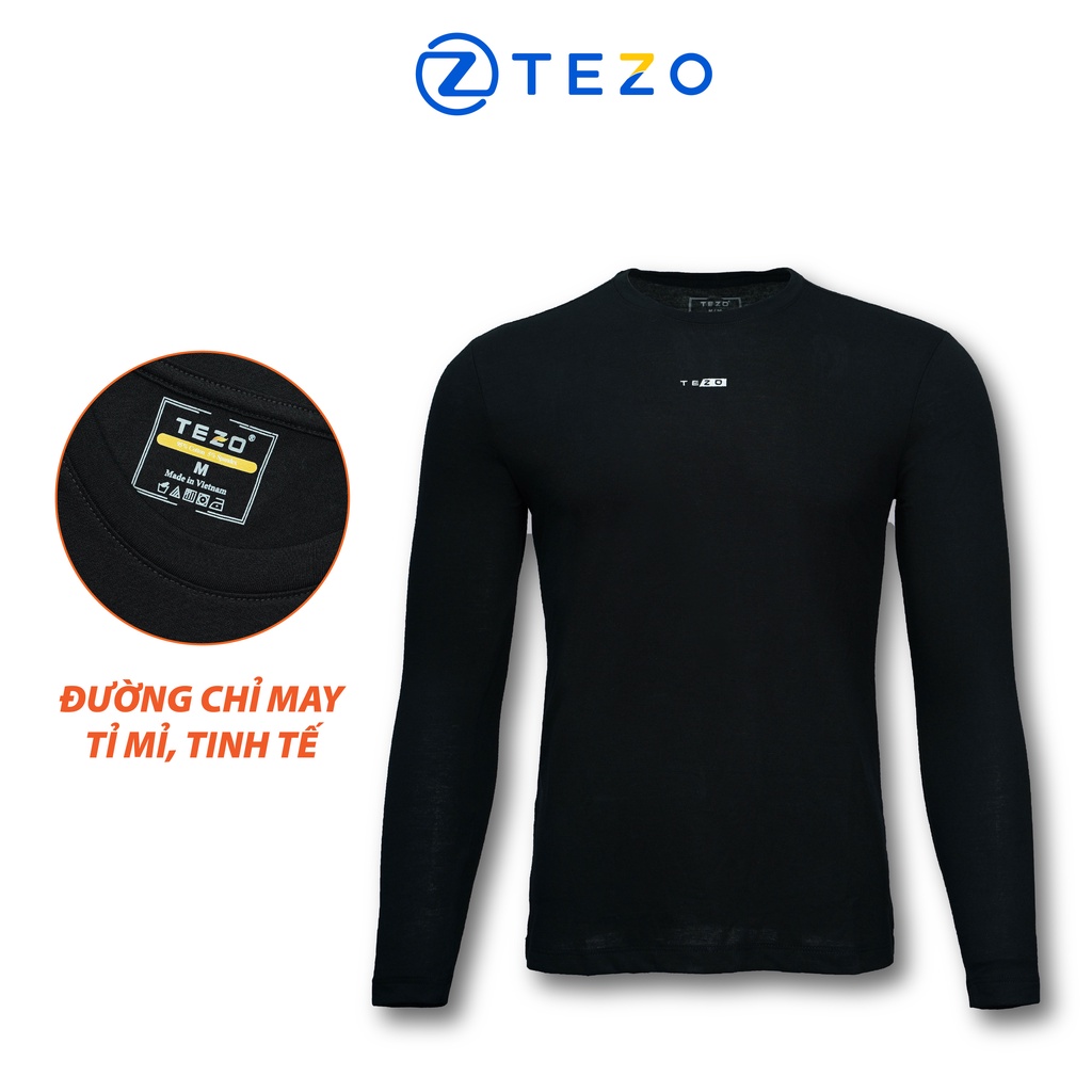 Áo giữ nhiệt nam Tezo thun dài tay thiết kế thêu ngực TEZO 22ATOT002
