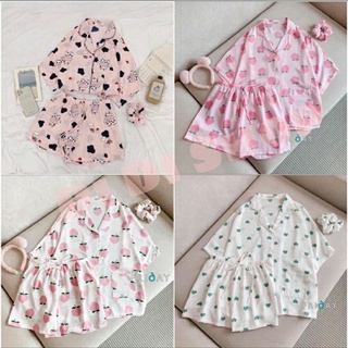 [Ảnh thật ] BỘ ĐỒ CỘC NỮ 🍒 BỘ PIJAMA NỮ CHẤT LỤA KATE THÁI