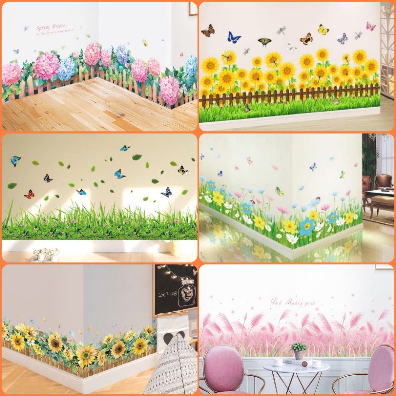 Tổng Hợp Decal Dán Chân Tường Hoa Cỏ Siêu Xinh