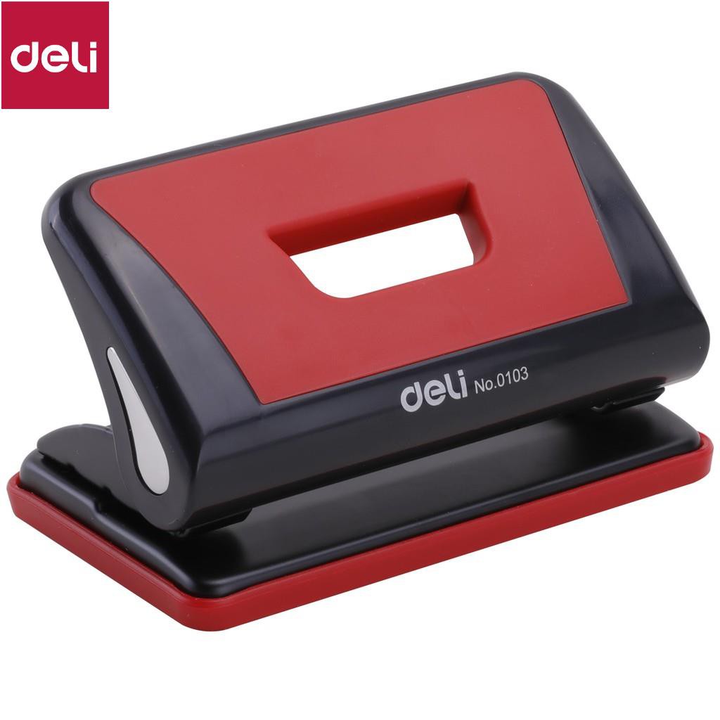 Máy đục lỗ 10 tờ Deli, Xanh dương, Đỏ, Ghi xám - 1 cái E0103 (Giao màu ngẫu nhiên)