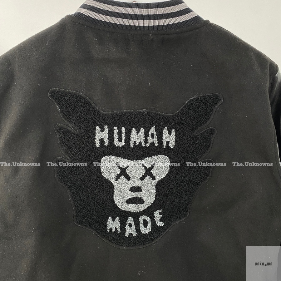 [Mirror Quality]-Áo Khoác Bomber H.UMAN MADE X Kaws BLACK,Áo Varsity Jacket cao cấp full túi tag