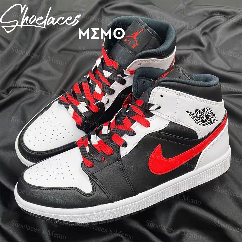 Dây Giày Phối Màu Đỏ Đen Trắng- Dây Custom Nike White Varsity Red Black