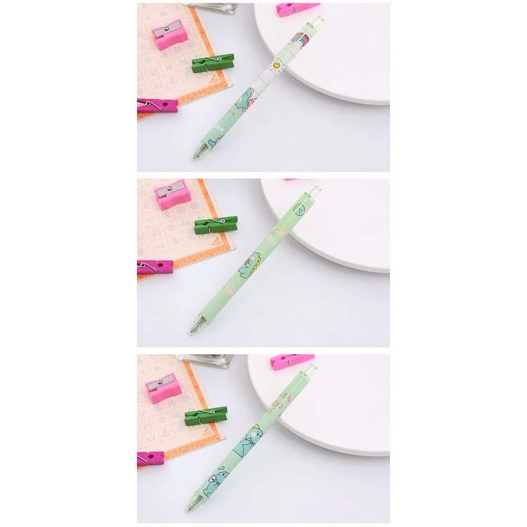 Set 6 Bút Mực Gel Đen Hình Khủng Long Dễ Thương Cho Học Sinh