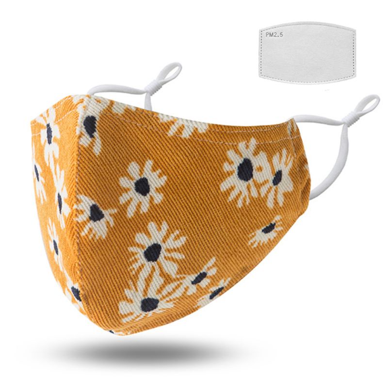 1 Tấm Lọc Cotton 3 Lớp PM2 5 Chống Bụi Chống Sương Mù In Họa Tiết Hoa Cúc / Nơ Dễ Thương Có Thể Tái Sử Dụng Cho