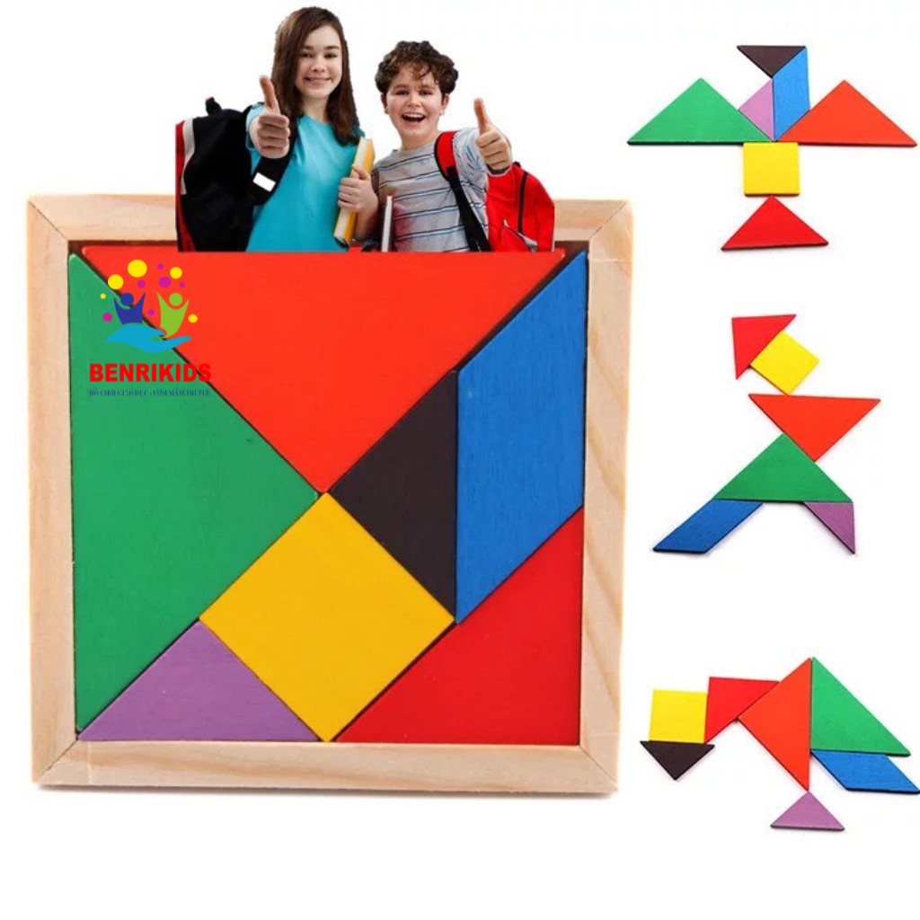 Combo TETRIS Xếp gạch và TRÍ UẨN tangram - Đồ chơi trí tuệ size đại hàng chuẩn cho bé