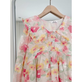 Đầm - váy babydoll dài tay hoa cổ bèo ( dáng váy ngắn)