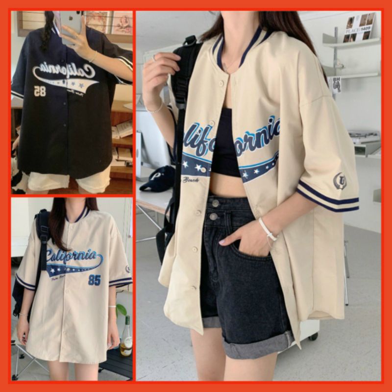 Áo Sơ Mi Califro 85 Unisex 🌸Sơ mi from thụng tay lỡ,cổ tay bo dệt,hình in