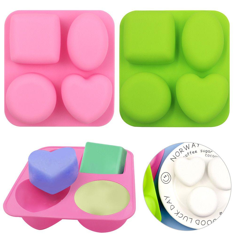 JANE Khuôn Silicone Làm Xà Phòng 3D Hình Trụ / Tròn / Trái Tim / Vuông