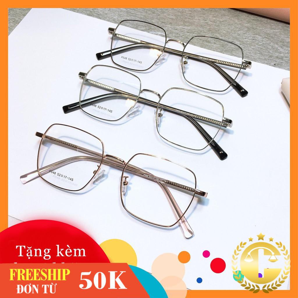 Gọng kính vuông kim loại 548 -gọng kính giả cận thời trang nhận cắt mắt cận viễn loạn