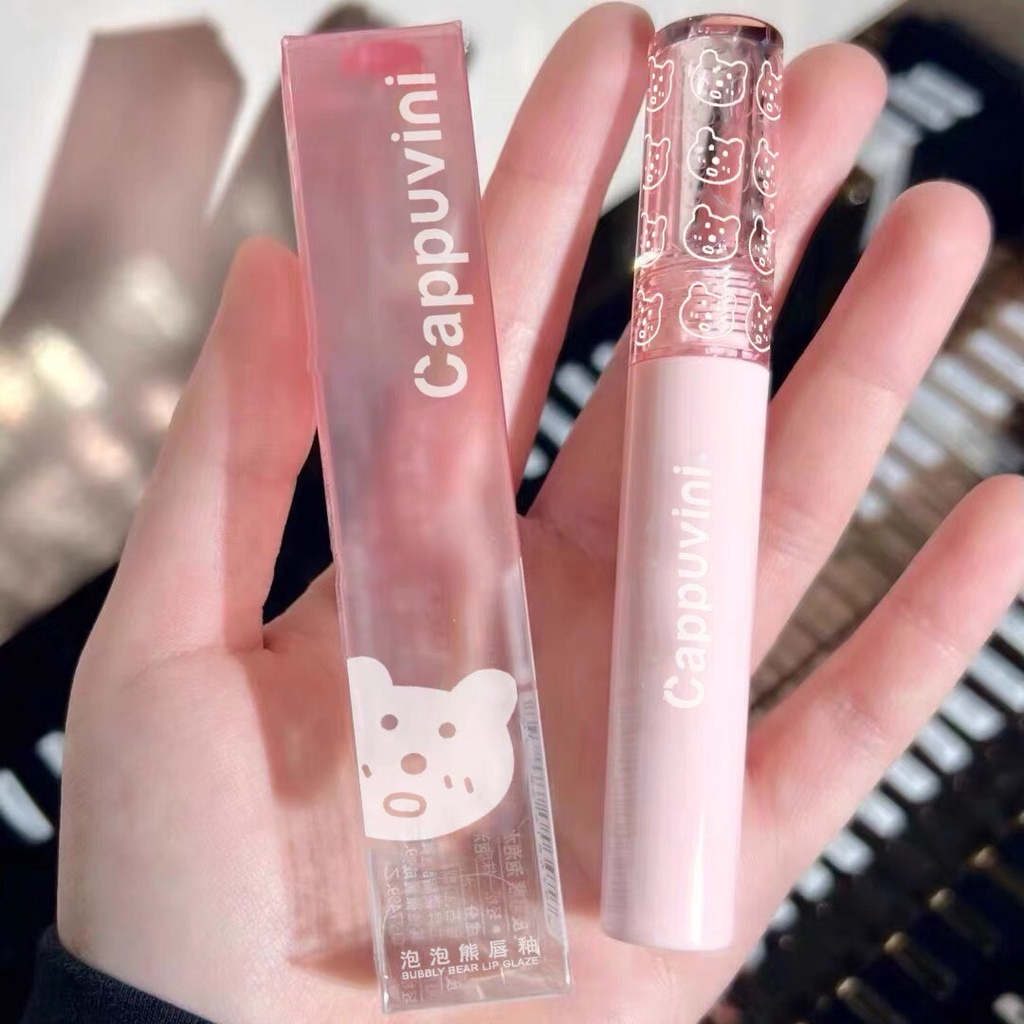 Cappuvini Son Bóng Hình Gấu Bông Màu Hồng / Xanh Dương Mềm Mại capu24 capu23 capu43 10VP