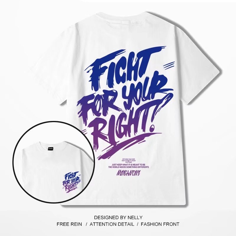 【M-8XL】Áo Thun Nam In Chữ Xu Hướng Hip Hop Đường Phố Mới