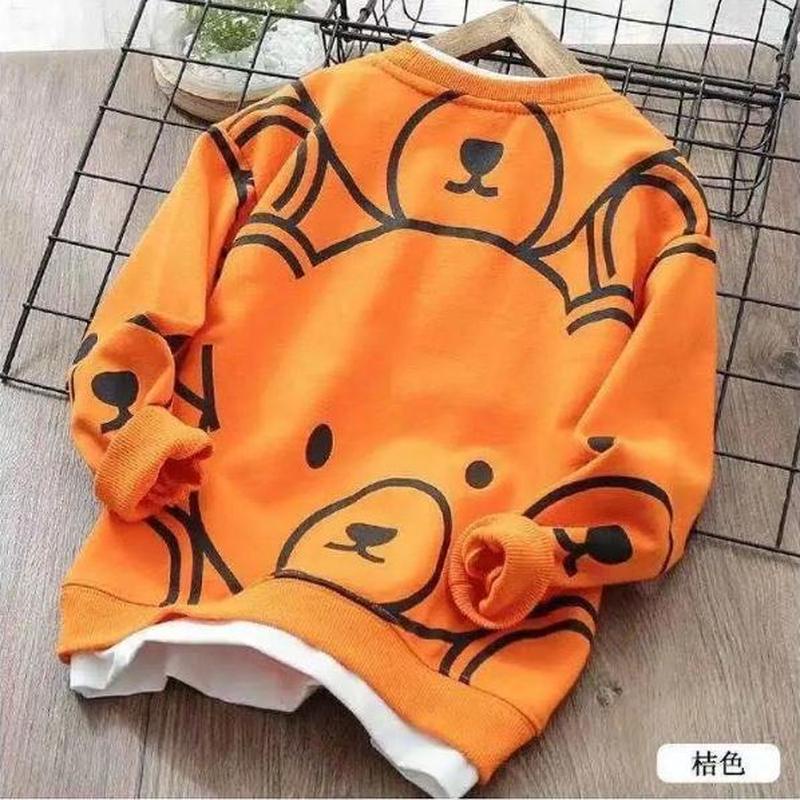 Áo sweater dài tay giả 2 lớp in họa tiết hoạt hình thoải mái thời trang cho bé