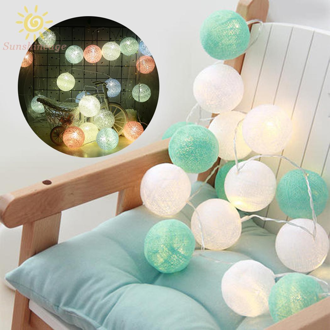 Dây Đèn Led 10 Bóng Hình Quả Cầu Cotton Trang Trí Phòng Ngủ / Tiệc Cưới