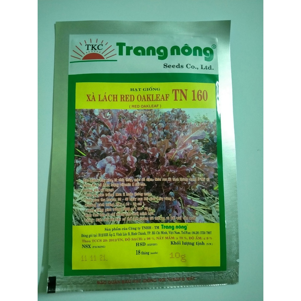 Hạt giống xà lách red oakleaf 10gr