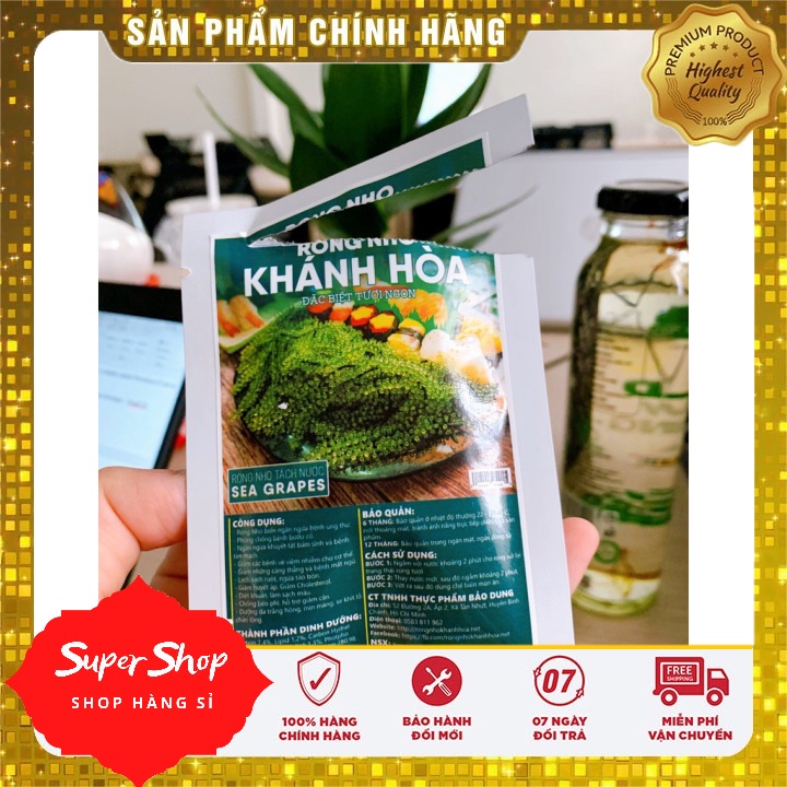 Rong Nho Tách Nước Khánh Hoà - Thần dược của biển cả - Công Nghệ Tách Nước Tiêu Chuẩn Nhật Bản - gói 100 gram