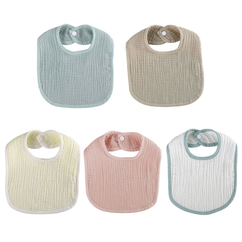 Yếm Ăn Cotton Muslin Có Nút Điều Chỉnh Được Cho Bé