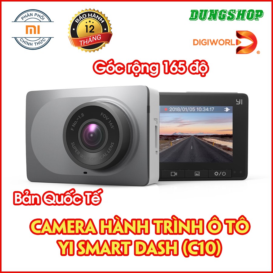 [ BẢN QUỐC TẾ ] Camera Yi Smart Dash 2K (Xám) Góc rộng 165 độ (C10) - bảo hành 12 tháng chính hãng - Digiworld phân phối